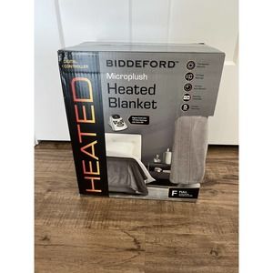 Biddeford Microplush Heated Grey Blanket Full